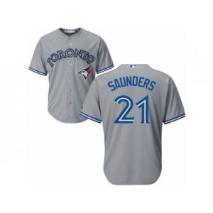 Youth Majestic Toronto Blue Jays #21 Michael Saunders Replica Grey Road MLB Jersey