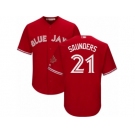 Youth Majestic Toronto Blue Jays #21 Michael Saunders Replica Scarlet Alternate MLB Jersey