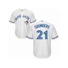 Youth Majestic Toronto Blue Jays #21 Michael Saunders Replica White Home MLB Jersey