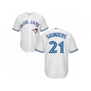 Youth Majestic Toronto Blue Jays #21 Michael Saunders Replica White Home MLB Jersey