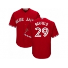 Youth Majestic Toronto Blue Jays #29 Jesse Barfield Replica Scarlet Alternate MLB Jersey