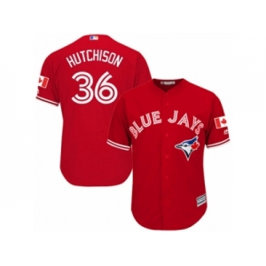 Youth Majestic Toronto Blue Jays #36 Drew Hutchison Authentic Red Canada Day MLB Jersey