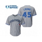 Youth Majestic Toronto Blue Jays #45 Francisco Liriano Authentic Grey Road MLB Jersey