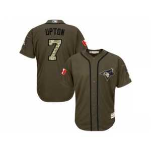 Youth Majestic Toronto Blue Jays #7 B.J. Upton Replica Green Salute to Service MLB Jersey