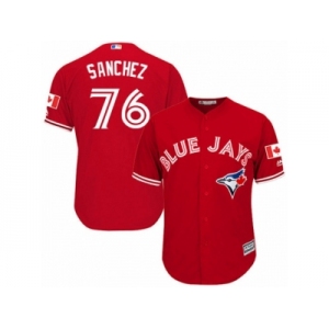 Youth Majestic Toronto Blue Jays #76 Tony Sanchez Authentic Red Canada Day MLB Jersey