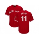 Youth Toronto Blue Jays #11 Kevin Pillar Red Cool Base Canada Day Stitched MLB Jersey