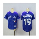 Youth Toronto Blue Jays #19 Jose Bautista Majestic Blue 40th Anniversary Patch Cool Base Jersey