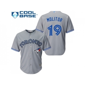 Youth Toronto Blue Jays #19 Paul Molitor Grey Cool Base Stitched MLB Jersey