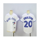 Youth Toronto Blue Jays #20 Josh Donaldson Majestic White 40th Anniversary Patch Cool Base Jersey