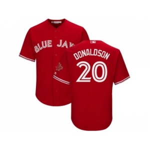 Youth Toronto Blue Jays #20 Josh Donaldson Red Cool Base Canada Day Stitched MLB Jersey