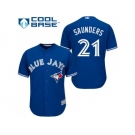 Youth Toronto Blue Jays #21 Michael Saunders Blue Cool Base Stitched Baseball Jersey