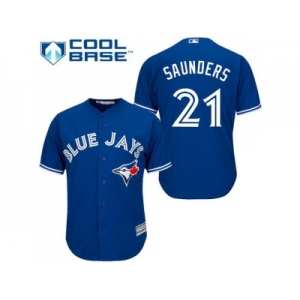 Youth Toronto Blue Jays #21 Michael Saunders Blue Cool Base Stitched Baseball Jersey