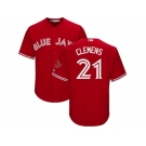 Youth Toronto Blue Jays #21 Roger Clemens Red Cool Base Canada Day Stitched MLB Jersey