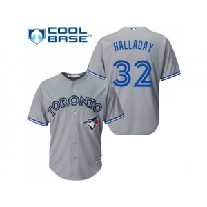 Youth Toronto Blue Jays #32 Roy Halladay Grey Cool Base Stitched MLB Jersey