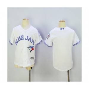 Youth Toronto Blue Jays Blank Majestic White 40th Anniversary Patch Home Cool Base Team Jersey