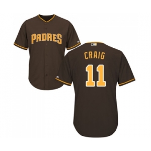 Youth Majestic San Diego Padres #11 Allen Craig Replica Brown Alternate Cool Base MLB Jersey