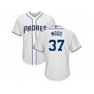 Youth Majestic San Diego Padres #37 Travis Wood Authentic White Home Cool Base MLB Jersey