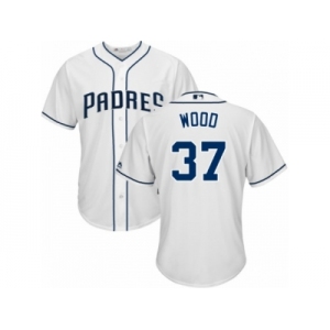 Youth Majestic San Diego Padres #37 Travis Wood Authentic White Home Cool Base MLB Jersey