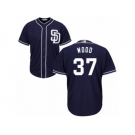 Youth Majestic San Diego Padres #37 Travis Wood Replica Navy Blue Alternate 1 Cool Base MLB Jersey