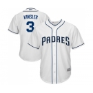 Youth San Diego Padres #3 Ian Kinsler Authentic White Home Cool Base Baseball Jersey