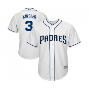 Youth San Diego Padres #3 Ian Kinsler Authentic White Home Cool Base Baseball Jersey