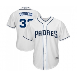 Youth San Diego Padres #33 Franchy Cordero Authentic White Home Cool Base Baseball Jersey