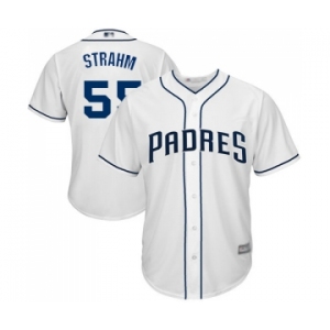 Youth San Diego Padres #55 Matt Strahm Authentic White Home Cool Base Baseball Jersey