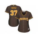 Women Majestic San Diego Padres #37 Travis Wood Replica Brown Alternate Cool Base MLB Jersey