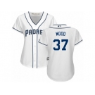 Women Majestic San Diego Padres #37 Travis Wood Replica White Home Cool Base MLB Jersey