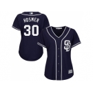 Women San Diego Padres #30 Eric Hosmer Navy Blue Alternate Stitched MLB Jersey