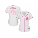 Women San Diego Padres #30 Eric Hosmer White Pink Fashion Stitched MLB Jersey