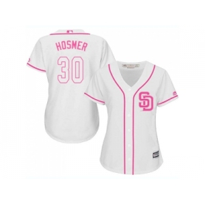 Women San Diego Padres #30 Eric Hosmer White Pink Fashion Stitched MLB Jersey