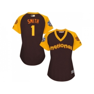 Women's Majestic San Diego Padres #1 Ozzie Smith Authentic Brown 2016 All-Star National League BP Cool Base Cool Base MLB Jerseyy