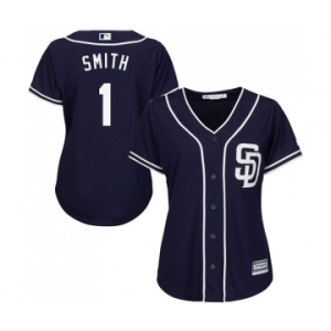 Women's Majestic San Diego Padres #1 Ozzie Smith Replica Navy Blue Alternate 1 Cool Base MLB Jersey