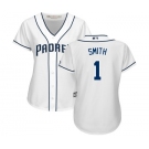 Women's Majestic San Diego Padres #1 Ozzie Smith Replica White Home Cool Base MLB Jersey