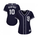 Women's Majestic San Diego Padres #10 Hunter Renfroe Replica Navy Blue Alternate 1 Cool Base MLB Jersey