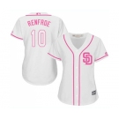 Women's Majestic San Diego Padres #10 Hunter Renfroe Replica White Fashion Cool Base MLB Jersey