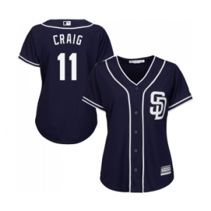 Women's Majestic San Diego Padres #11 Allen Craig Authentic Navy Blue Alternate 1 Cool Base MLB Jersey