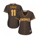 Women's Majestic San Diego Padres #11 Allen Craig Replica Brown Alternate Cool Base MLB Jersey