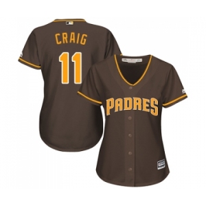 Women's Majestic San Diego Padres #11 Allen Craig Replica Brown Alternate Cool Base MLB Jersey