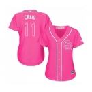 Women's Majestic San Diego Padres #11 Allen Craig Replica Pink Fashion Cool Base MLB Jersey