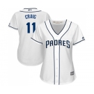 Women's Majestic San Diego Padres #11 Allen Craig Replica White Home Cool Base MLB Jersey