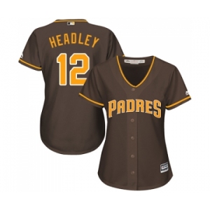 Women's Majestic San Diego Padres #12 Chase Headley Replica Brown Alternate Cool Base MLB Jersey