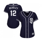 Women's Majestic San Diego Padres #12 Chase Headley Replica Navy Blue Alternate 1 Cool Base MLB Jersey