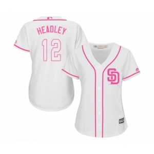 Women's Majestic San Diego Padres #12 Chase Headley Replica White Fashion Cool Base MLB Jersey