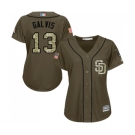 Women's Majestic San Diego Padres #13 Freddy Galvis Authentic Green Salute to Service Cool Base MLB Jersey