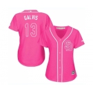 Women's Majestic San Diego Padres #13 Freddy Galvis Authentic Pink Fashion Cool Base MLB Jersey