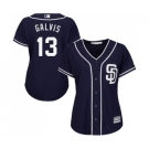 Women's Majestic San Diego Padres #13 Freddy Galvis Replica Navy Blue Alternate 1 Cool Base MLB Jersey