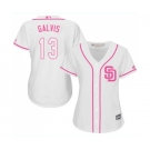 Women's Majestic San Diego Padres #13 Freddy Galvis Replica White Fashion Cool Base MLB Jersey