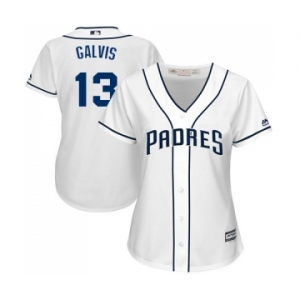 Women's Majestic San Diego Padres #13 Freddy Galvis Replica White Home Cool Base MLB Jersey